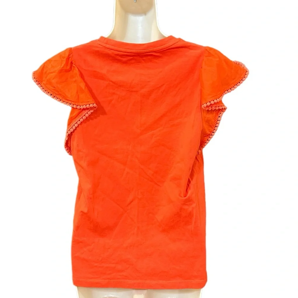 Kate Spade‎ Flutter Sleeve Broome Street Top Red Orange Cherry Pepper